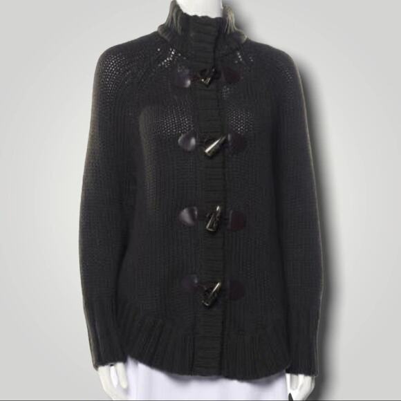 MICHAEL MICHAEL KORS TOGGLE CARDI DEEP GREEN SWEATER - M - Picture 1 of 3
